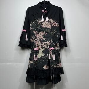 Lolitawardrobe Strawberry Witch Sakura And Crane Printed Qi Lolita Op Dress